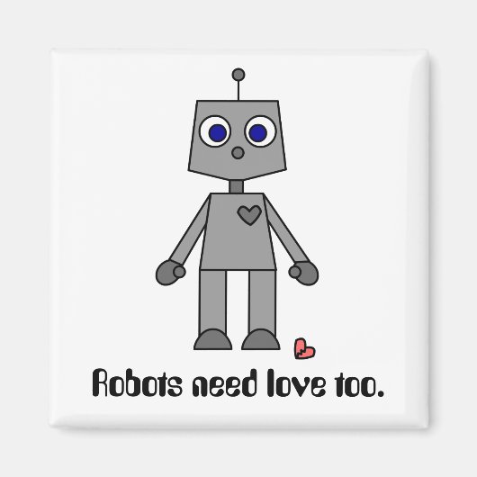 Aimant Robot Migné Avec Un Coeur Cassé (Devant)