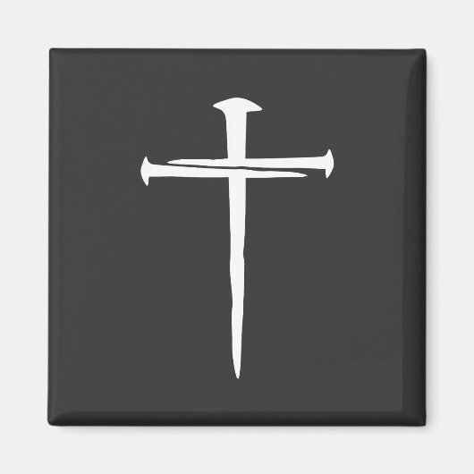 Aimant Robuste trois clous Croix blanche chrétien (Devant)