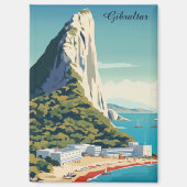 Aimant Rocher vintage de Gibraltar Travel Art (Recto)