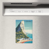 Aimant Rocher vintage de Gibraltar Travel Art (In Situ (Lave-vaisselle))