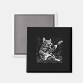 Aimant Rock & Roll Chat Jouer Guitare Funny Chats Gui (Recto/Verso)