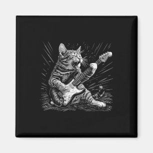 Aimant Rock & Roll Chat Jouer Guitare Funny Chats Gui