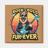 Aimant Rock and Roll German Shepherd'Art Retro Sunset (Devant)