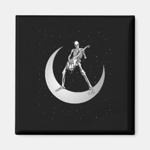 Aimant Rock And Roll Skeleton Jouer Guitare Rock Sur Lune