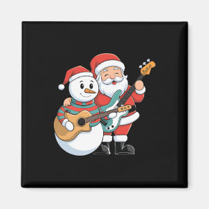 Aimant Rock Guitare Snowman Et Père Noël Jouant De La Gui