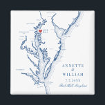 Aimant Rock Hall Maryland Elégant Mariage bleu marine<br><div class="desc">Célébrez votre Rock Hall, mariage du Maryland au bord de l'eau avec cet élégant aimant de mariage bleu marine Chesapeake Bay sur le thème de la carte. Idéal pour les cérémonies en baie à l'Inn at Huntingfield Creek, Haven Harbour Marina et Osprey Point. Faites plaisir à vos invités avec ce...</div>