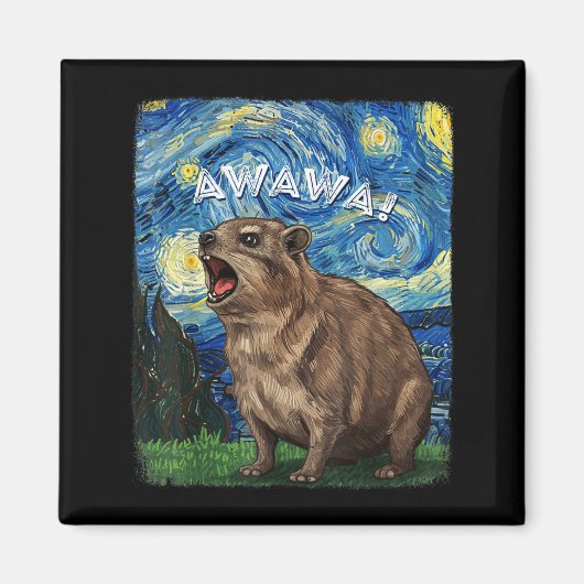 Aimant Rock Hyrax Awawa Funny Groundhog Starry Night Van  (Devant)