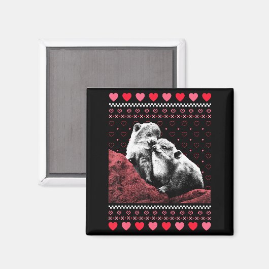 Aimant Rock Hyrax Valentine's Day Ugly Sweater Style  (Recto/Verso)