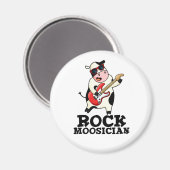 Aimant Rock Moosician Funny Cow Musicien Pun (Recto/Verso)