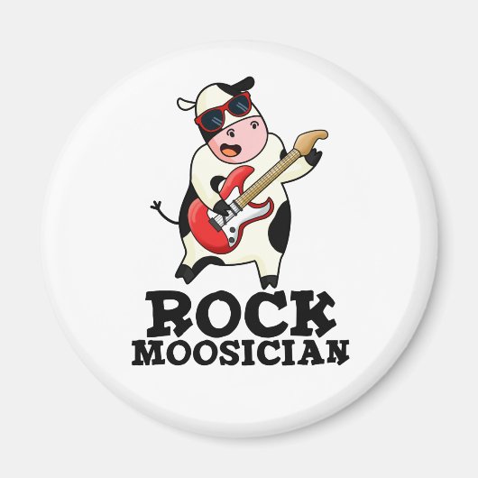 Aimant Rock Moosician Funny Cow Musicien Pun (Devant)