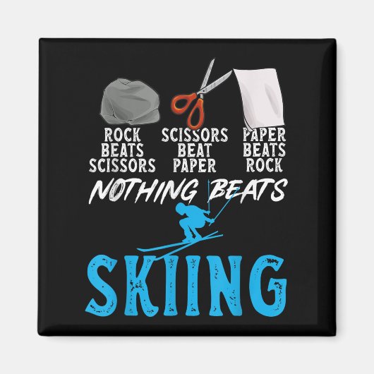 Aimant Rock Paper Scissors Nothing Beats Skiing _1 (Devant)