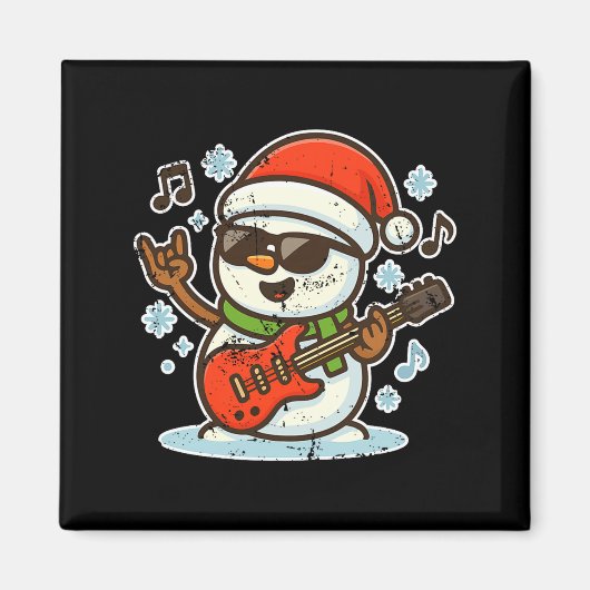Aimant Rock Snowman With Guitar Premium Tri-blend  (Devant)