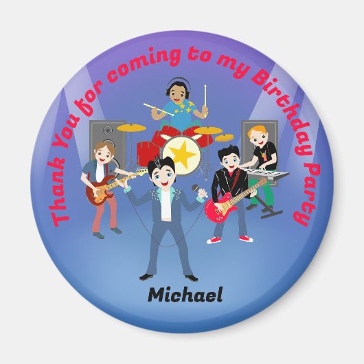 Aimant Rock Star Boys Band Anniversaire (Devant)