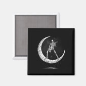 Aimant Rock Sur Skeleton Moon Rock Et Roll Funny Hallowee (Recto/Verso)
