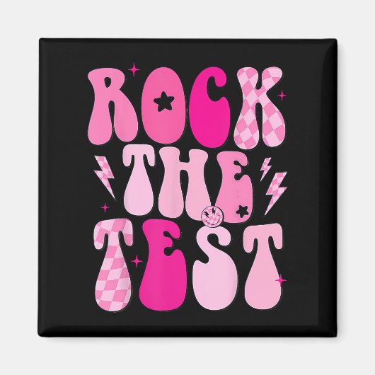 Aimant Rock The Test Cute Test Day Teacher Stade Test Squ (Devant)