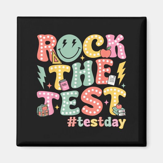 Aimant Rock The Test Testing Day Retro Motivational Teach (Devant)