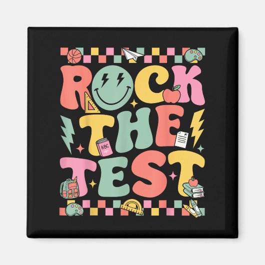 Aimant Rock The Test Testing Day Retro Motivational Teach (Devant)