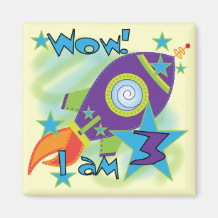 Aimant Rocket Ship 3e Anniversaire T-shirts et cadeaux