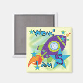 Aimant Rocket Ship 5e Anniversaire T-shirts et cadeaux (Recto/Verso)