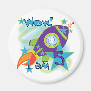 Aimant Rocket Ship 5e Anniversaire T-shirts et cadeaux