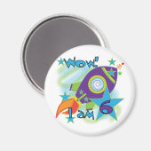 Aimant Rocket Ship 6e Anniversaire Tshirts et cadeaux (Recto/Verso)