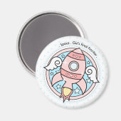 Aimant Rocketship fille rose (Recto/Verso)