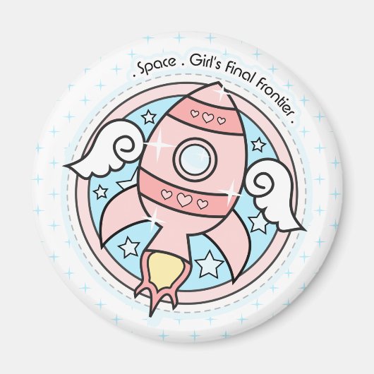 Aimant Rocketship fille rose (Devant)