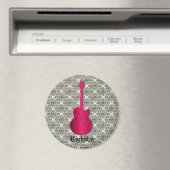 Aimant Rockstar Damask Guitar Magnet, Magenta (In Situ (Lave-vaisselle))