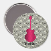Aimant Rockstar Damask Guitar Magnet, Magenta (Recto/Verso)