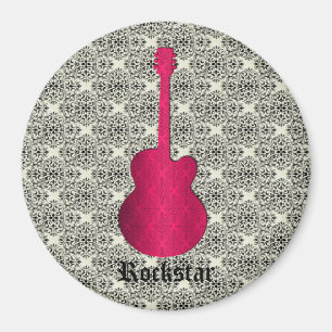 Aimant Rockstar Damask Guitar Magnet, Magenta