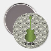 Aimant Rockstar Damask Guitnet, vert olive (Recto/Verso)