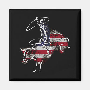 Aimant rodéo américain de rodéo rétro grunge usa
