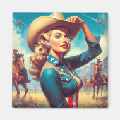 Aimant Rodeo Pin-up Vintage (Devant)