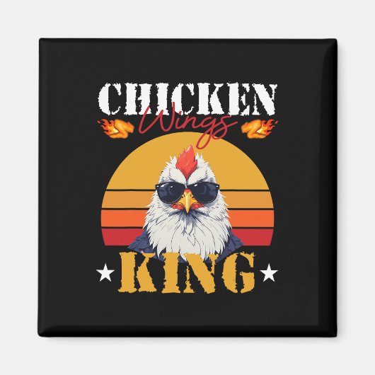 Aimant Roi de l'aile de poulet Rétro Sunset Byrbeque Buff (Devant)