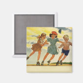 Aimant Roller vintage Patinage amusant Enfants Garçons et (Recto/Verso)