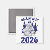 Aimant Rollin Into 2026 Raccoon Funny Dumpster Fire 2025 (Recto/Verso)