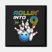 Aimant Rollin Into 9 Retro Bowling Birthday Party 9th Bir (Devant)