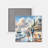 Aimant Romantic Coastal Cottage Sunset Stroll (Recto/Verso)