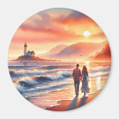 Aimant Romantic Coastal Sunset Lighthouse Walk (Devant)