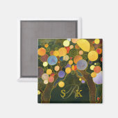 Aimant Romantic Love Trees Monogram Mariage (Recto/Verso)