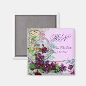 Aimant ROMANTICA Floral Frotles Pansies violettes Date de (Recto/Verso)