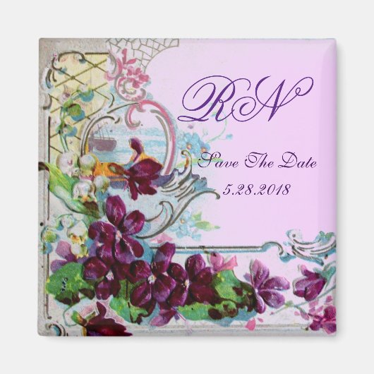 Aimant ROMANTICA Floral Frotles Pansies violettes Date de (Devant)