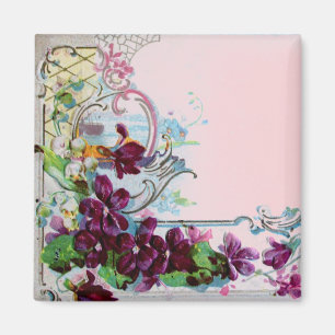 Aimant ROMANTICA Tourbillons Floraux Pansies Violettes Ro