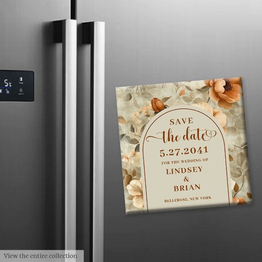 Aimant Romantique Bohème Rustique Ivoire Olive Floral Enr