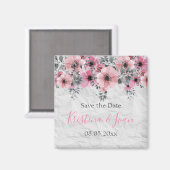 Aimant Romantique Élégant ancien Mariage floral (Recto/Verso)