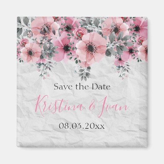 Aimant Romantique Élégant ancien Mariage floral (Devant)