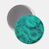 Aimant Romantique élégant turquoise - roses verts (Recto/Verso)