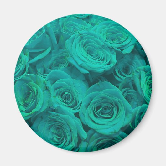 Aimant Romantique élégant turquoise - roses verts (Devant)