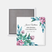 Aimant Romantique Feminine Floral 40e anniversaire (Recto/Verso)