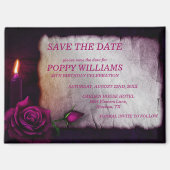 Aimant Romantique gothique Rose & Bougie Save The Date (Recto)